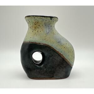 CMD Studio Art Pottery Pierced Modernist Vase 3.75” Christine Dippold Signed